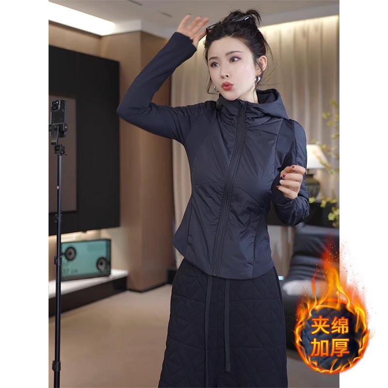 韩系连帽夹棉加厚外套女士2025秋冬新款运动百搭保暖短款修身上衣