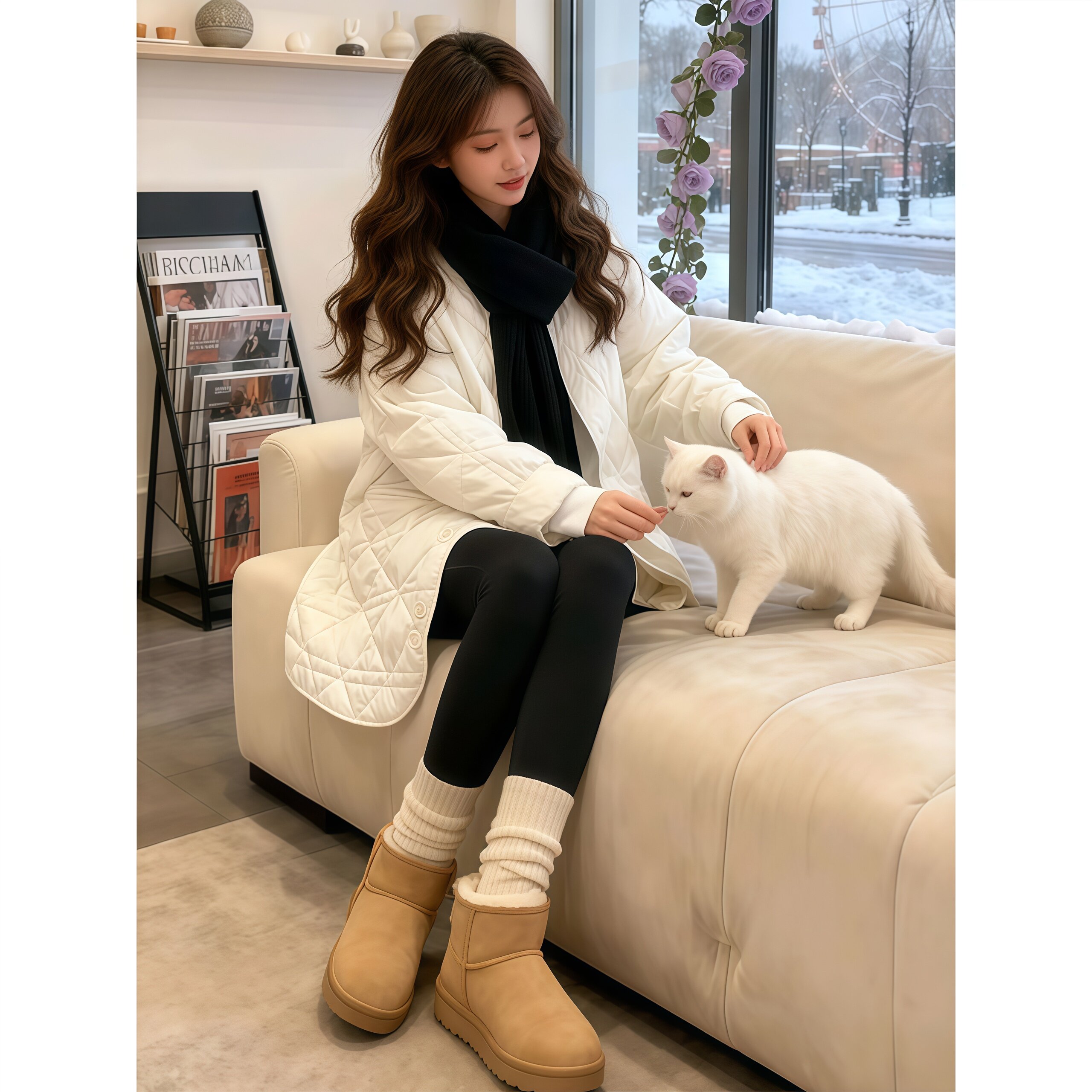 巨好看的中长款菱形羽绒棉服女款2025冬装新款小个子面包服厚外套
