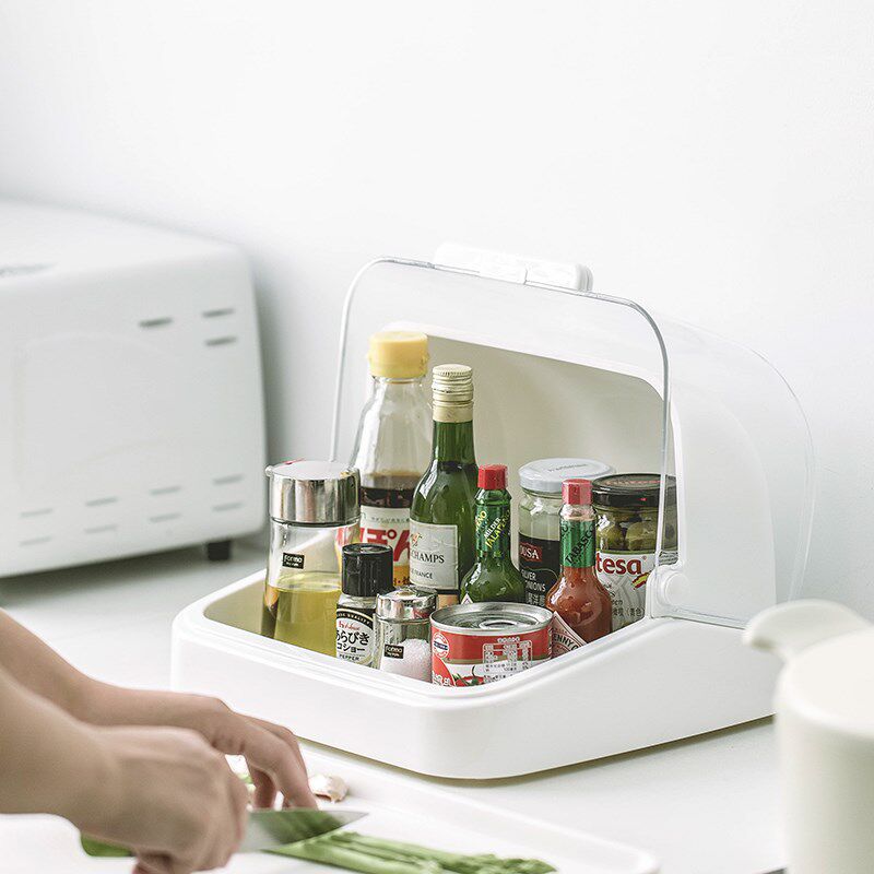 asve厨房油盐酱醋瓶调料品收纳防尘箱台面储物盒