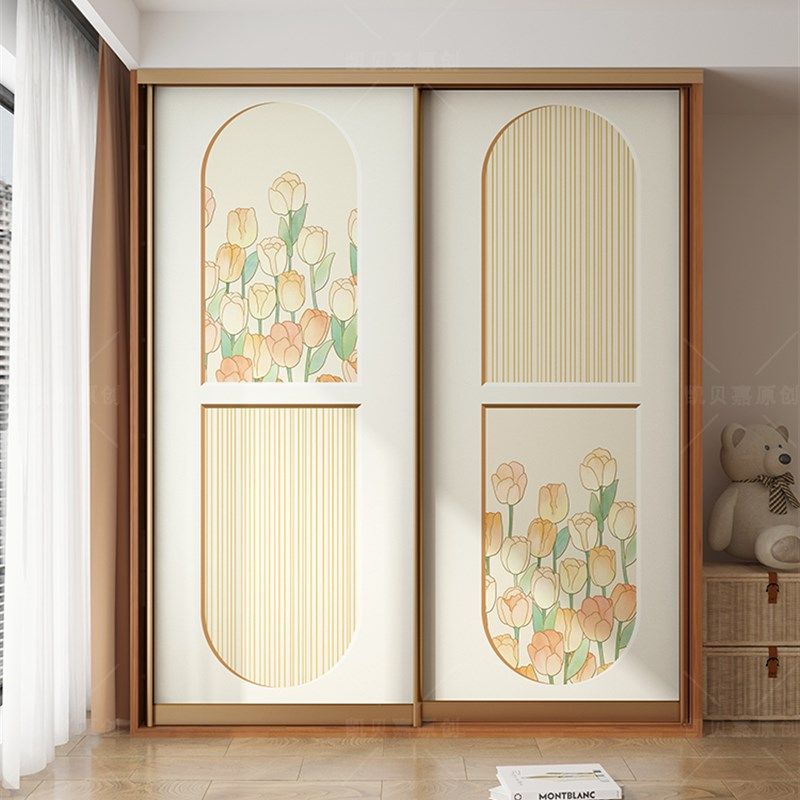 装万家玻璃贴黄色郁金香推拉门翻新贴纸移门改造卧室装饰房间布置,家居饰品,软装墙贴,淘宝优惠券,粉丝福利购,淘宝优惠卷