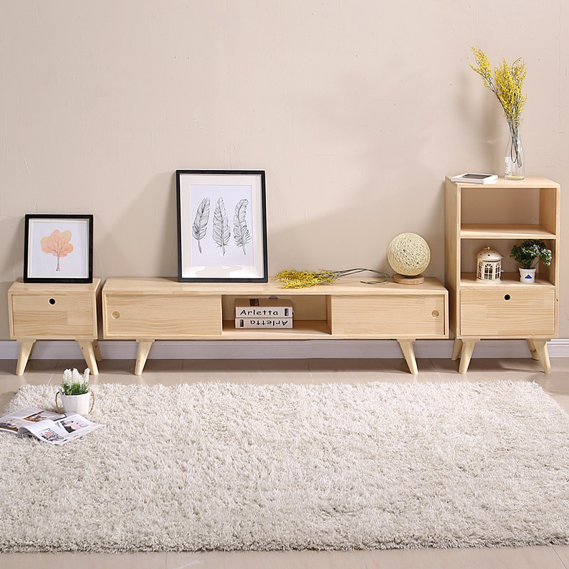 全实木电视柜茶几组合新松木简约日式现卧室小户型地柜,住宅家具,电视柜,淘宝优惠券,粉丝福利购,淘宝优惠卷