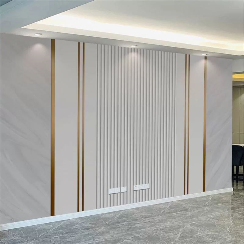 现简约线条竹木纤维板轻奢电视背景墙扣板卧室沙发护墙板