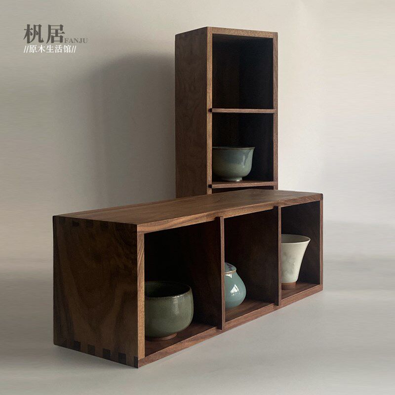 北胡桃实木茶茶壶咖啡杯收纳架桌面收纳盒收纳柜茶室家用,收纳整理,桌面收纳盒,淘宝优惠券,粉丝福利购,淘宝优惠卷