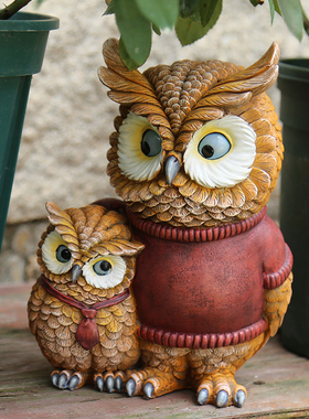 园林景观雕塑别墅庭院装饰品花园摆件仿真动物猫头鹰狐狸室内摆设