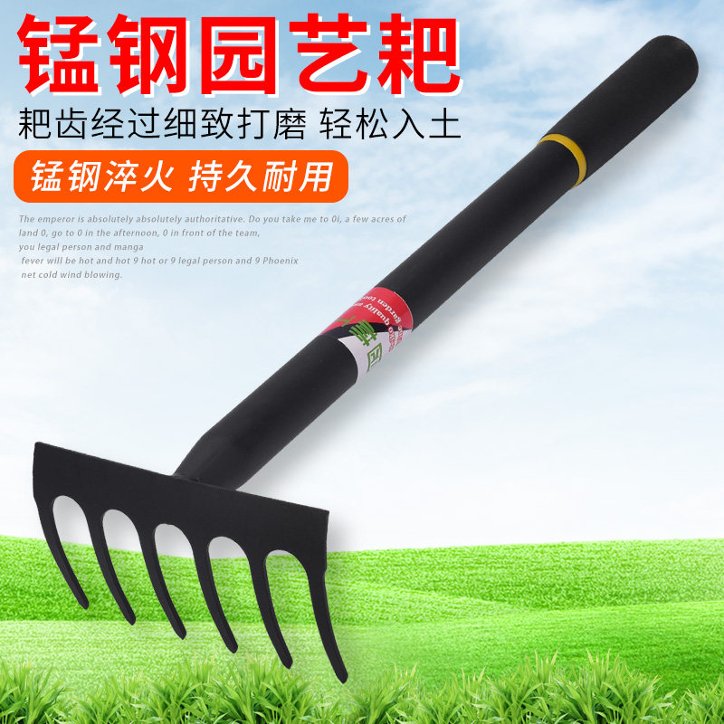 锰钢园艺小耙子赶海搂草耙子铁钉耙园林翻土除草扒子农具,鲜花速递/花卉仿真/绿植园艺,耙子,淘宝优惠券,粉丝福利购,淘宝优惠卷