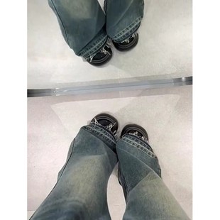 孕妇裤子春天外穿孕早期喇叭裤春秋款打底大码宽松喇叭复古牛仔裤