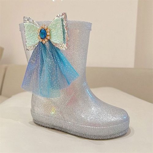 新款儿童雨鞋女童公主水鞋小童幼儿园雨靴防水防滑中筒亮晶晶雨鞋