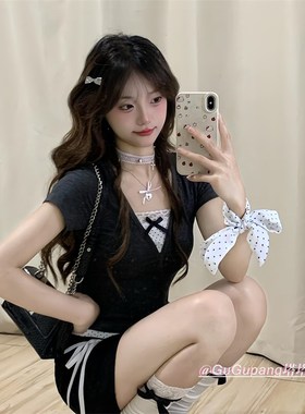 超仙白色蕾丝叠戴项链甜酷十字架爱心吊坠颈链气质轻奢少女感项圈