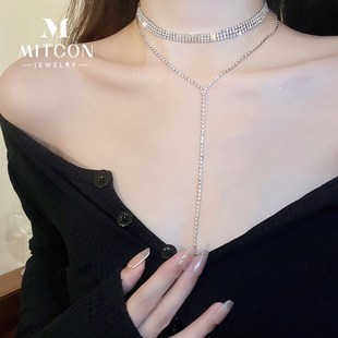 项链女满钻超闪流苏轻奢小众设计高级感气质简约胸链锁骨链颈链女