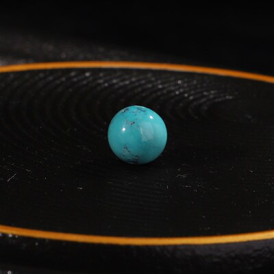 原矿天然绿松石单珠十堰高瓷蓝椭圆珠直径8.5mm*对孔8.3mm 113号