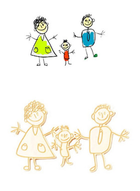 DIY定做925银儿童涂鸦手绘艺术刻字自画男女情侣来图定制创意项链