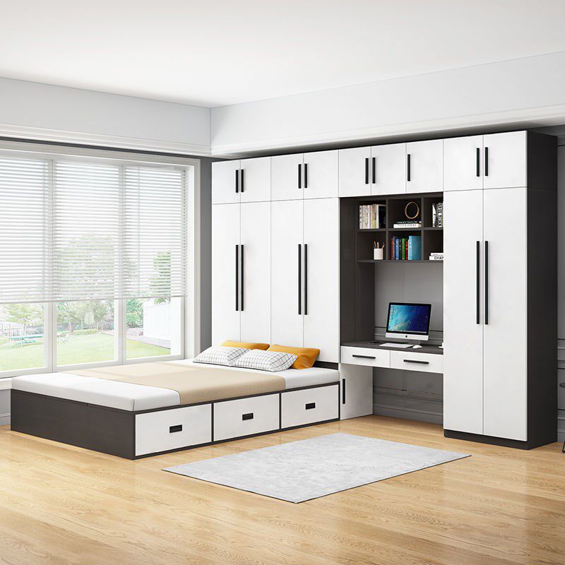 新衣柜床一体小户型床榻榻米省空间多功能衣帽间儿童床带柜子组合
