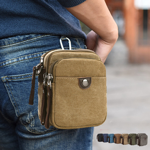 穿皮带小型装 2021年新款 手机小号轻便帆布斜挎包潮 腰包男夏季 男士