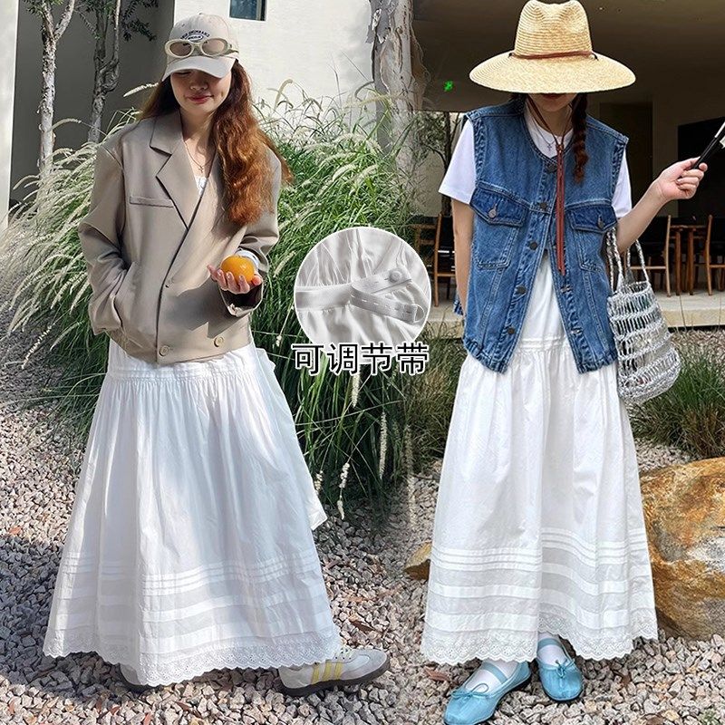 孕妇裙子无托腹白色半身裙夏春秋法式甜美风a字裙小个子高腰长裙,孕妇装/孕产妇用品/营养,半身裙,淘宝优惠券,粉丝福利购,淘宝优惠卷