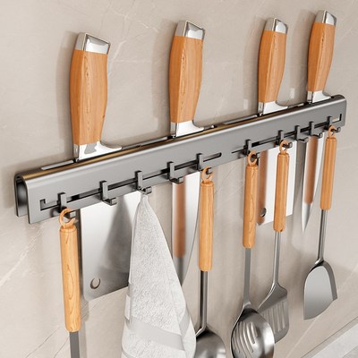 厨房刀架置物架壁挂式免打孔刀具收纳架菜刀架子铲子勺子砧板挂架