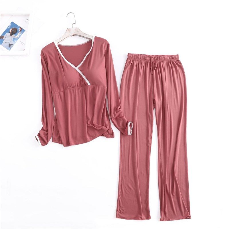 月子服自带胸垫莫尔代浦乳期九月份四季款秋天圆领产妇睡衣可哺乳,孕妇装/孕产妇用品/营养,家居服套装,淘宝优惠券,粉丝福利购,淘宝优惠卷