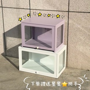 桌面小痛柜玻璃手办柜铁皮展示柜家用玩具谷子收纳陈列柜带门书柜