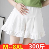 孕妇短裤 子300斤棉麻打底托腹裤 夏季 荷叶边安全裤 外穿薄款 超大码