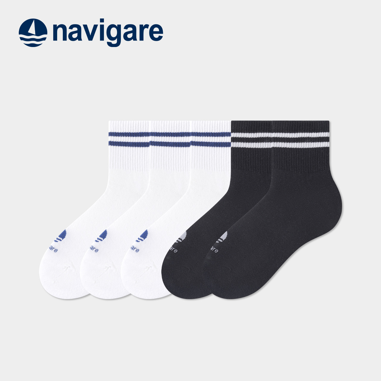 Navigare意大利小帆船男士抗菌中筒棉袜10A抗菌棉袜防滑透气春秋