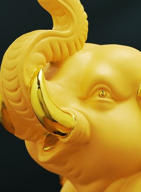 吉祥纳福招财大象摆件一对客厅玄关电视酒柜装饰品搬新家乔迁礼物