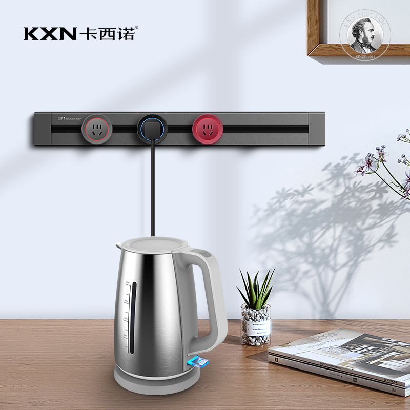 卡西诺轨道插座壁挂式厨房橱柜卧室客厅用无线电力滑轨可移动排插