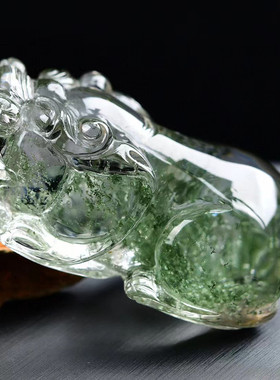 捡漏天然彩幽灵貔貅吊坠红绿紫白幽灵聚宝盆水晶吊坠雕刻件