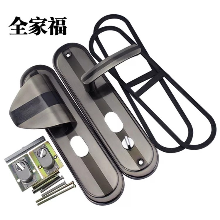 防盗门把手拉手锁面板黑金把手面板手柄配件通用型大门把手