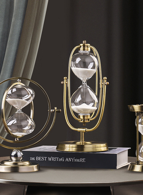 创意金属沙漏轻奢欧式摆件书架书房电视柜软装饰品