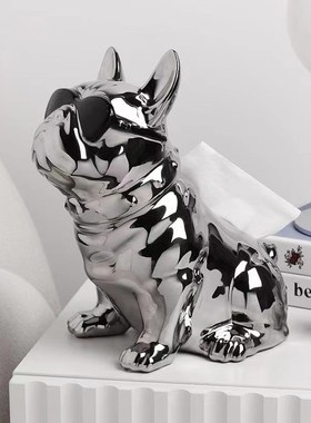 法斗ns纸巾盒创意客厅房间桌面抽纸盒陶瓷摆件办公桌茶几餐厅