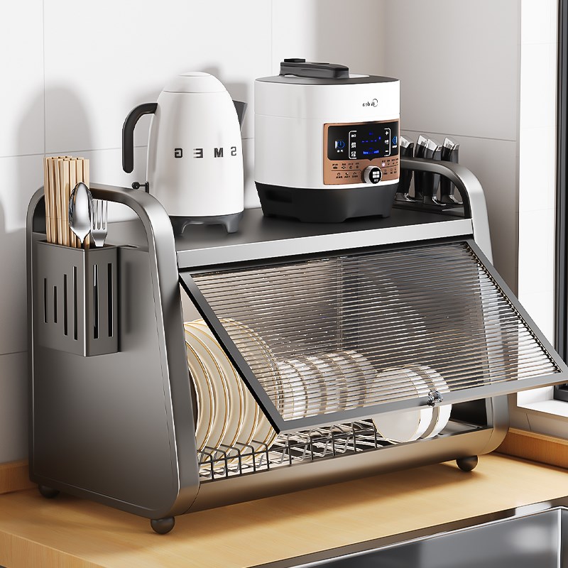 碗碟收纳架厨房家用双层碗柜碗筷餐具收纳盒放碗盘沥水碗架