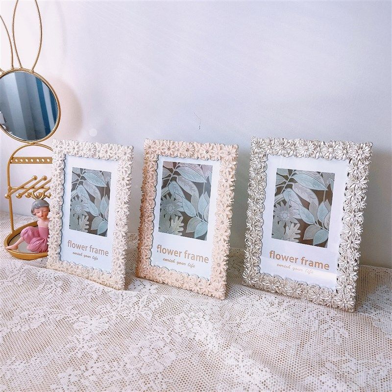轻奢金属花朵6寸相框摆台白粉银色精致高级相架创意婚照,家居饰品,相框/画框,淘宝优惠券,粉丝福利购,淘宝优惠卷