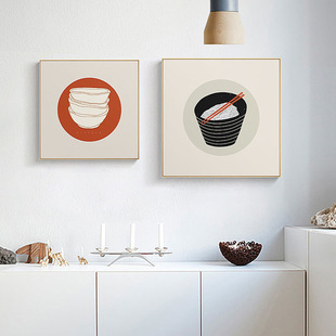 餐食时光 北欧饭厅装饰画美食饭厅厨房挂画双联樱桃草莓红色