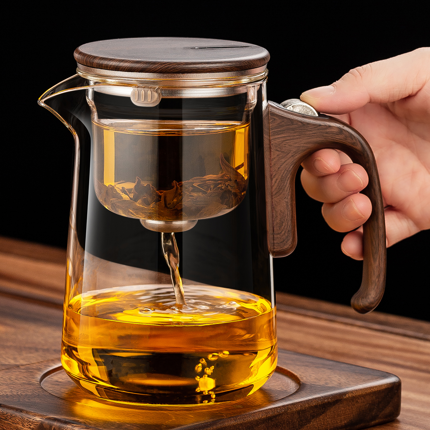 全玻璃内胆磁吸飘逸杯泡茶壶高档