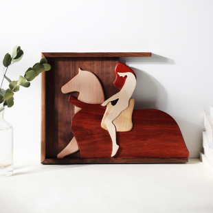 原木拼画立体挂画欧洲名画装饰实木质客厅背景墙玄关艺术摆件