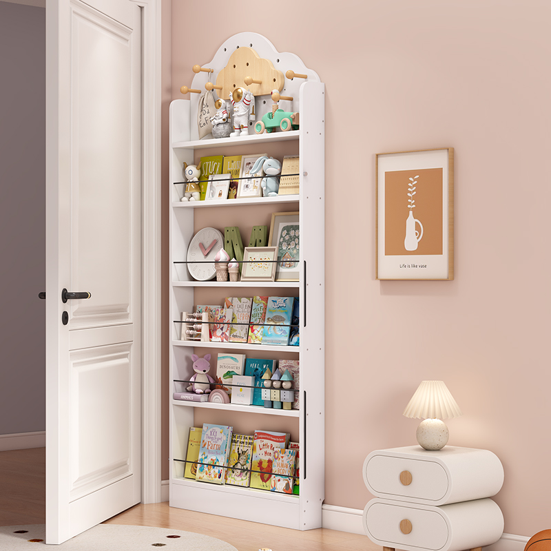 超薄门后书架儿童家用一体靠墙边落地实木多层窄书柜洞洞板收纳架