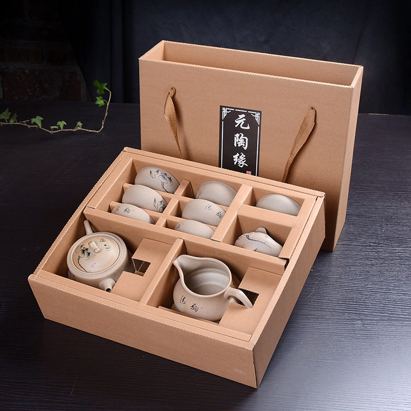 陶瓷泡茶壶茶杯日式粗陶功夫茶具套装现办公家用整套礼邮包盒中式