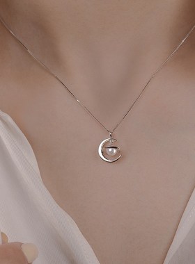 星球月亮项链高级设计感小众轻奢锁骨链2024年新款女颈链吊坠饰品