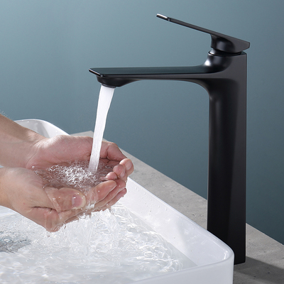 德国台上盆水龙头高款洗脸盆洗手盆冷热水二合一头全铜加高台盆