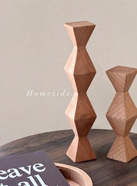 摆oese无尽胡柱ns几何形榉木之桃木实木H件样板间装饰