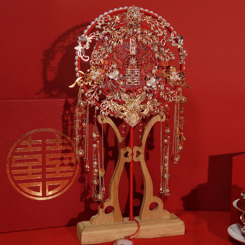 团扇结婚新娘y手工材料古风秀禾手捧花出嫁重工喜扇汉服扇子,家居饰品,工艺扇/团扇/喜扇/折扇,淘宝优惠券,粉丝福利购,淘宝优惠卷
