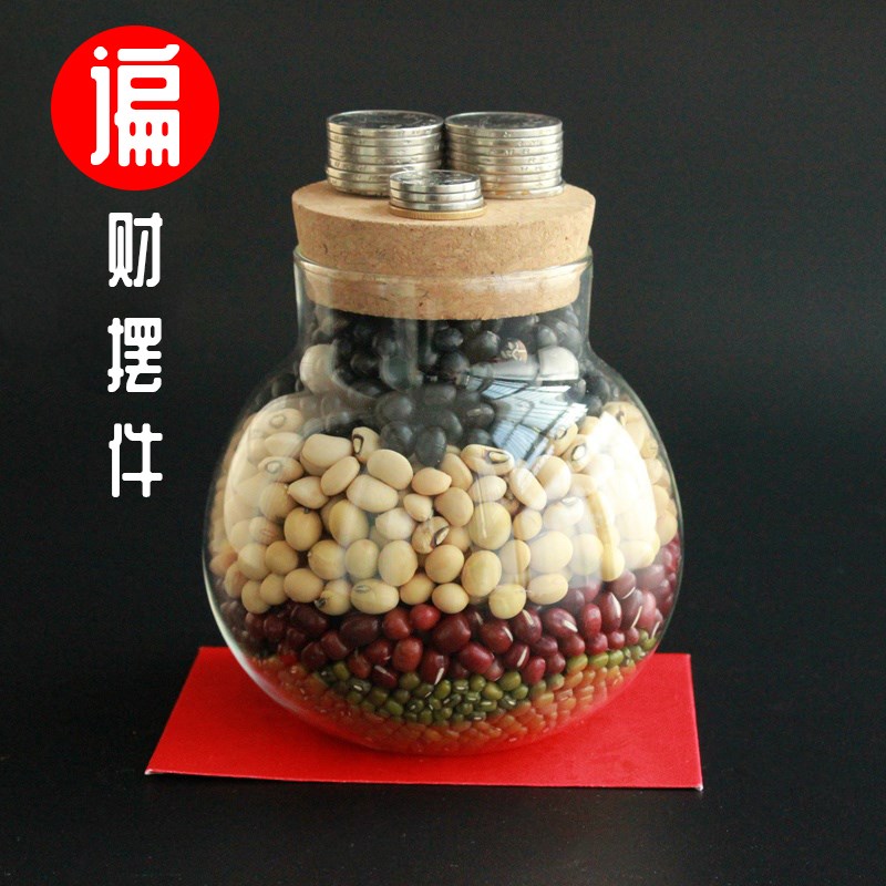 五色豆家居谝财摆件店铺布局招财摆设绿红黄白黑五行开业乔迁礼物