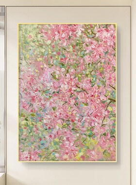 粉红色的花挂枝客厅卧室餐厅入口通道的艺术挂画的定制手绘油画