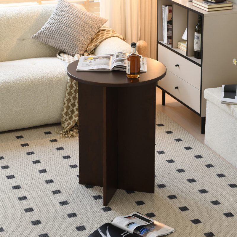 小桌子沙发边几边桌圆形茶几客厅家用小户型床头圆桌中古咖啡桌