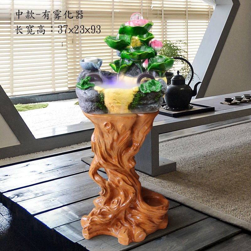假山流水喷泉风水轮摆件仿木根雕创意环保树脂工艺品底座盆景花架
