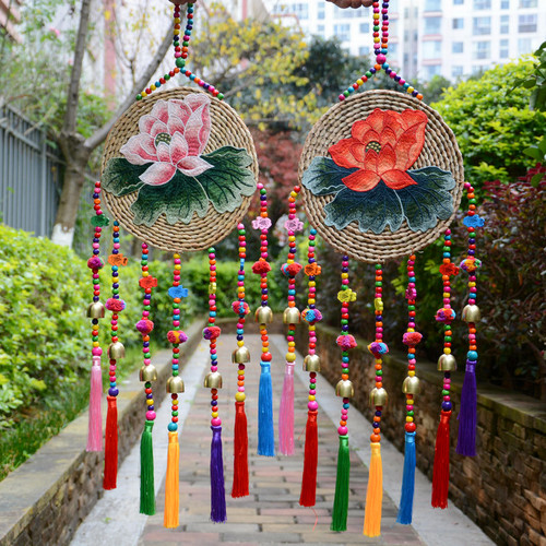 风铃挂饰门编云南民族风特色纯手家饰织铃铛挂件中式工居客厅装饰