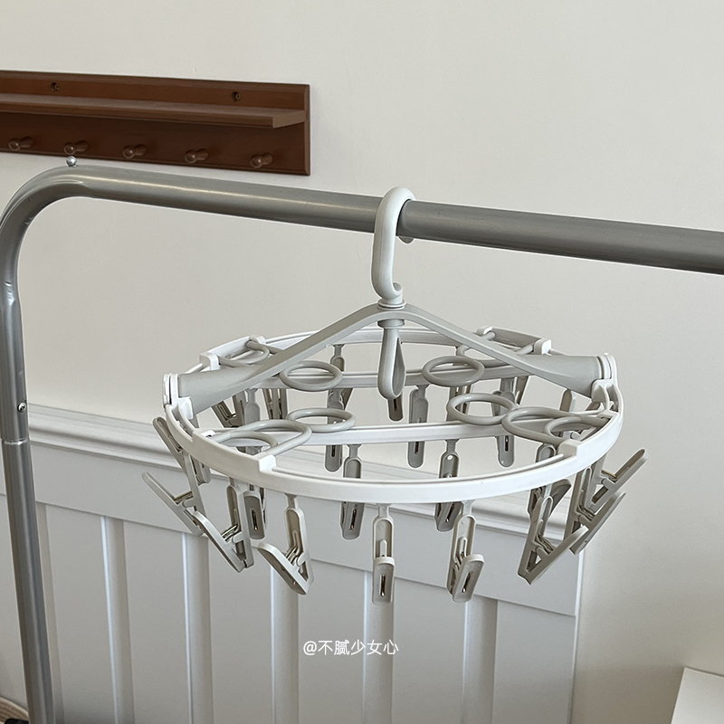 可折叠旋转多夹子塑料衣架家用多功能多层收纳晾晒晾衣架