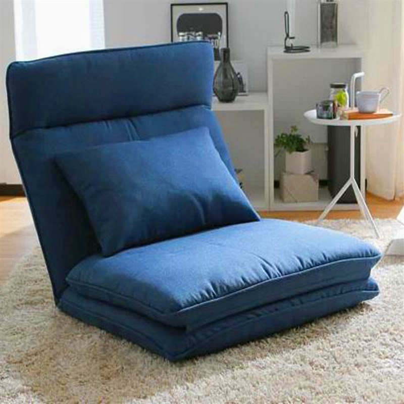 日式布艺懒人沙发床垫单人飘窗榻榻米电脑无腿调节高靠背可折叠椅