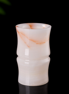 石诚记天然玉石大号笔筒摆件复古装饰礼品中国风创意个性定制