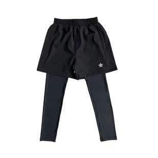 男女童假两件裤子夏运动裤儿童速干裤骑行裤瑜伽长裤吸汗训练长裤