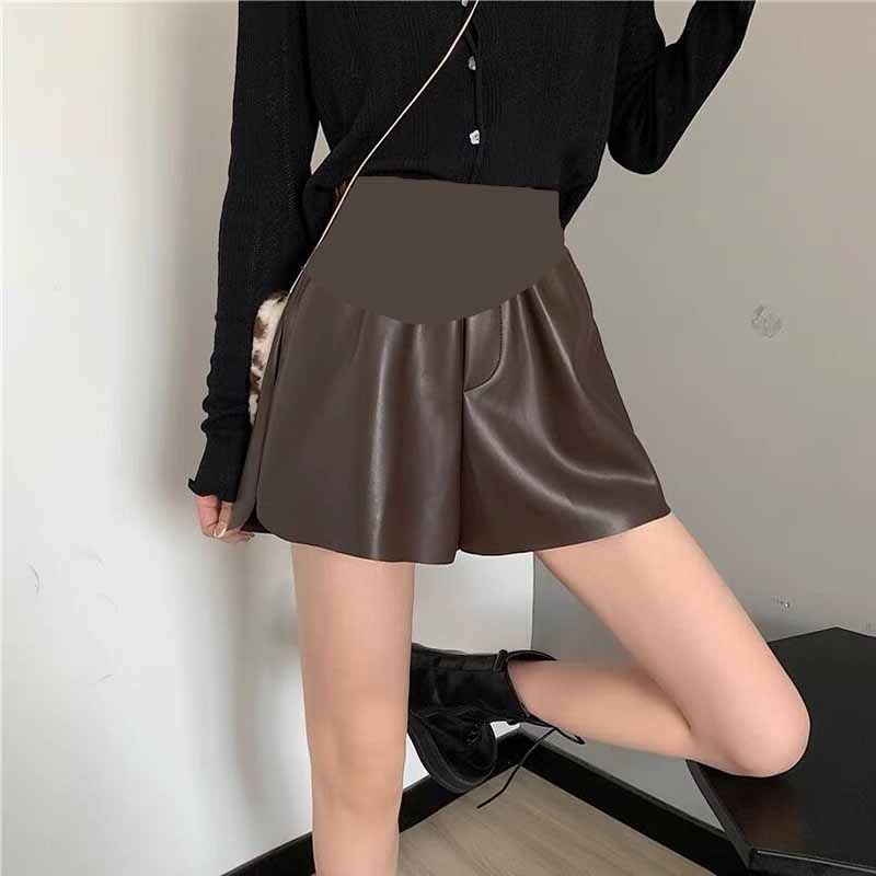 高腰休闲皮短裤孕妇秋冬韩版PU皮短裤百搭开叉托腹皮裤子打底靴裤,孕妇装/孕产妇用品/营养,孕妇休闲裤,淘宝优惠券,粉丝福利购,淘宝优惠卷